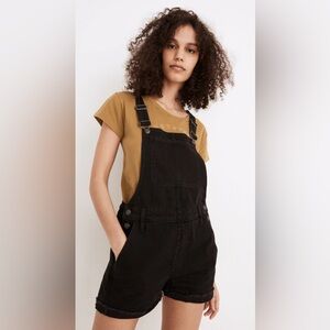 Madewell Adirondack Short Overalls in Washed Black XS NWT